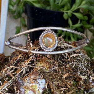 Vintage Navajo Cuff Bracelet with Boulder Turquoise Sterling Silver